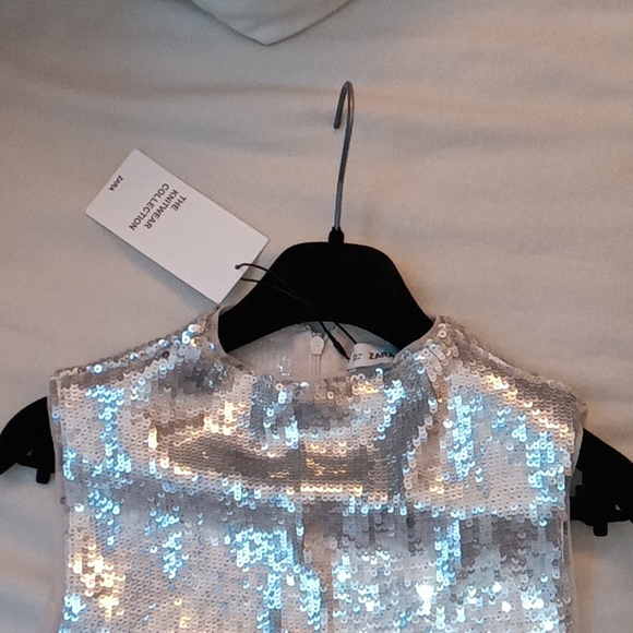 NWT Never Worn Sleeveless Silver Sequin Cocktail Cress! - Picture 13 of 15